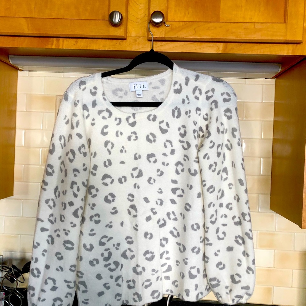 Leopard print cream colored sweater